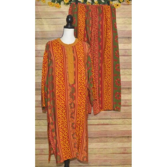 RARE Designer Oscar de la Renta 80's 2 PC Ensemble Silk Pants & Duster Size 10